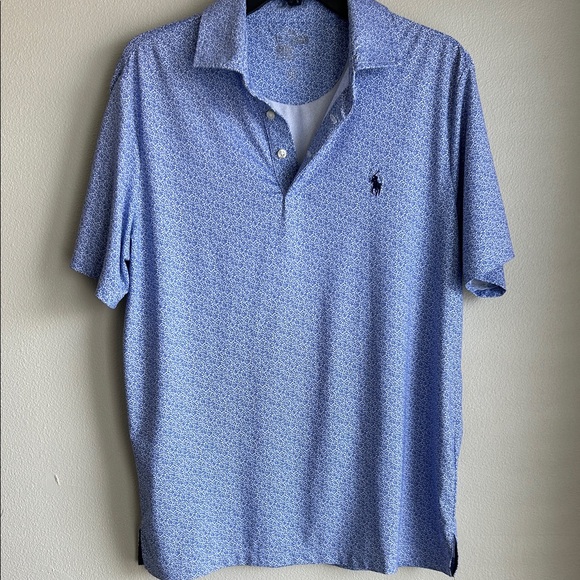 Polo by Ralph Lauren Men's Light Blue Patterned Polo Shirt Size Small - Picture 2 of 5